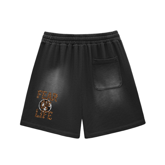 Sun Fade Raw Edge Cotton Shorts