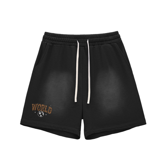Sun Fade Raw Edge Cotton Shorts