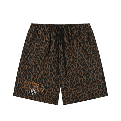 Unisex Heavyweight Leopard Drawstring swim Shorts