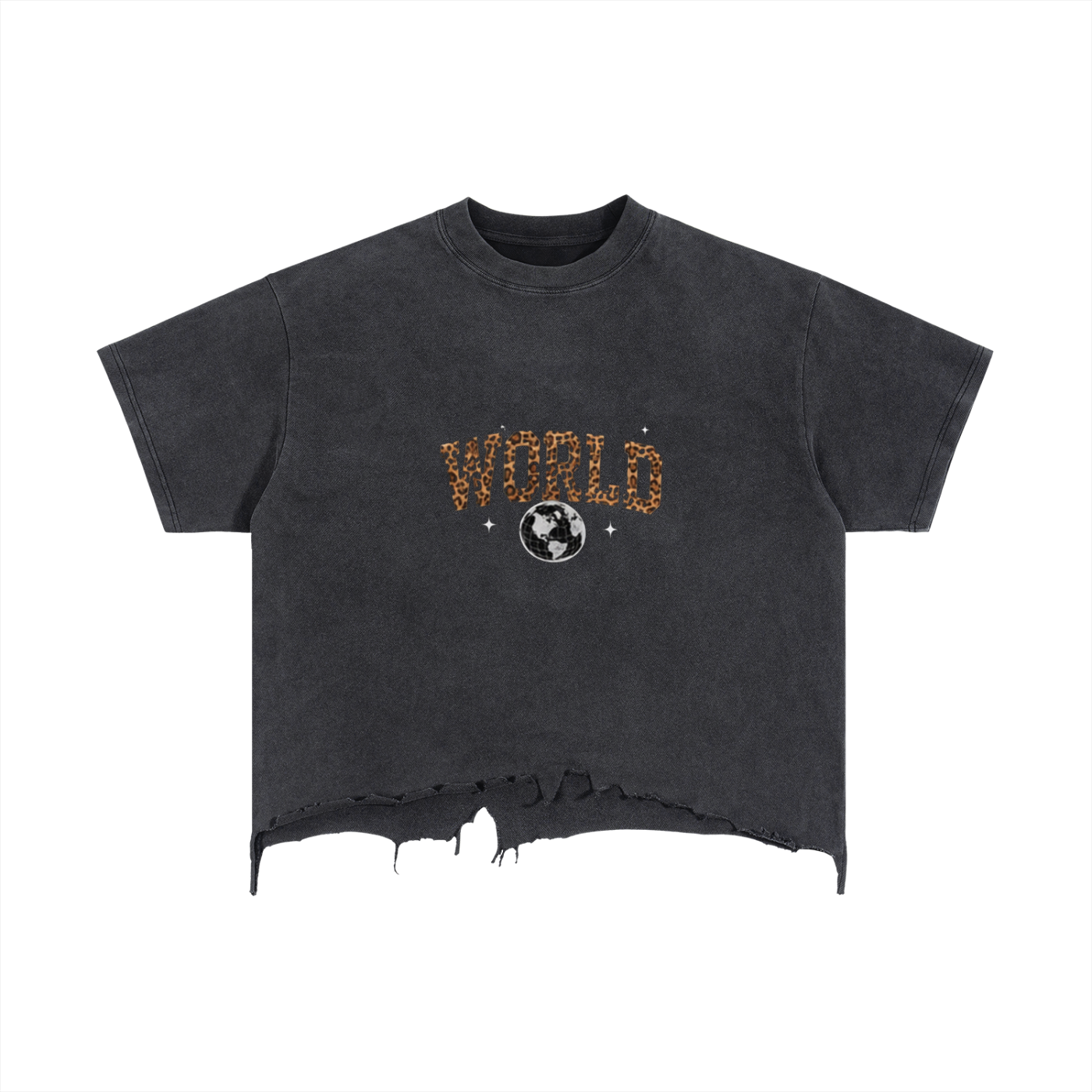 Vintage Wash Boxy Distressed Hem T-Shirt