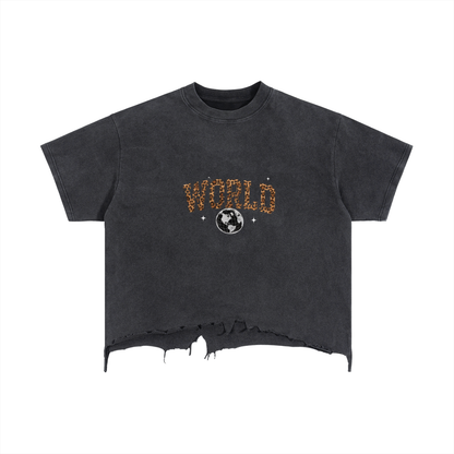 Vintage Wash Boxy Distressed Hem T-Shirt