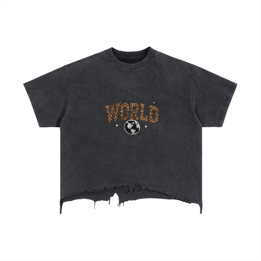 Vintage Wash Boxy Distressed Hem T-Shirt