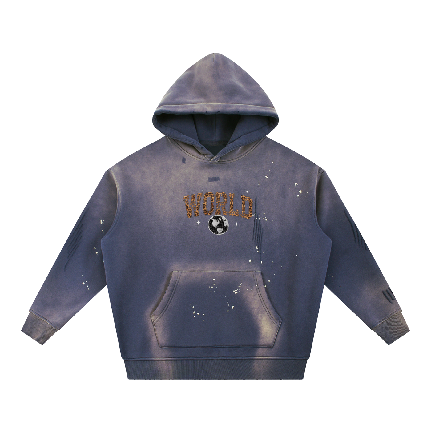 Vintage Washed Frayed Fleece Hoodie