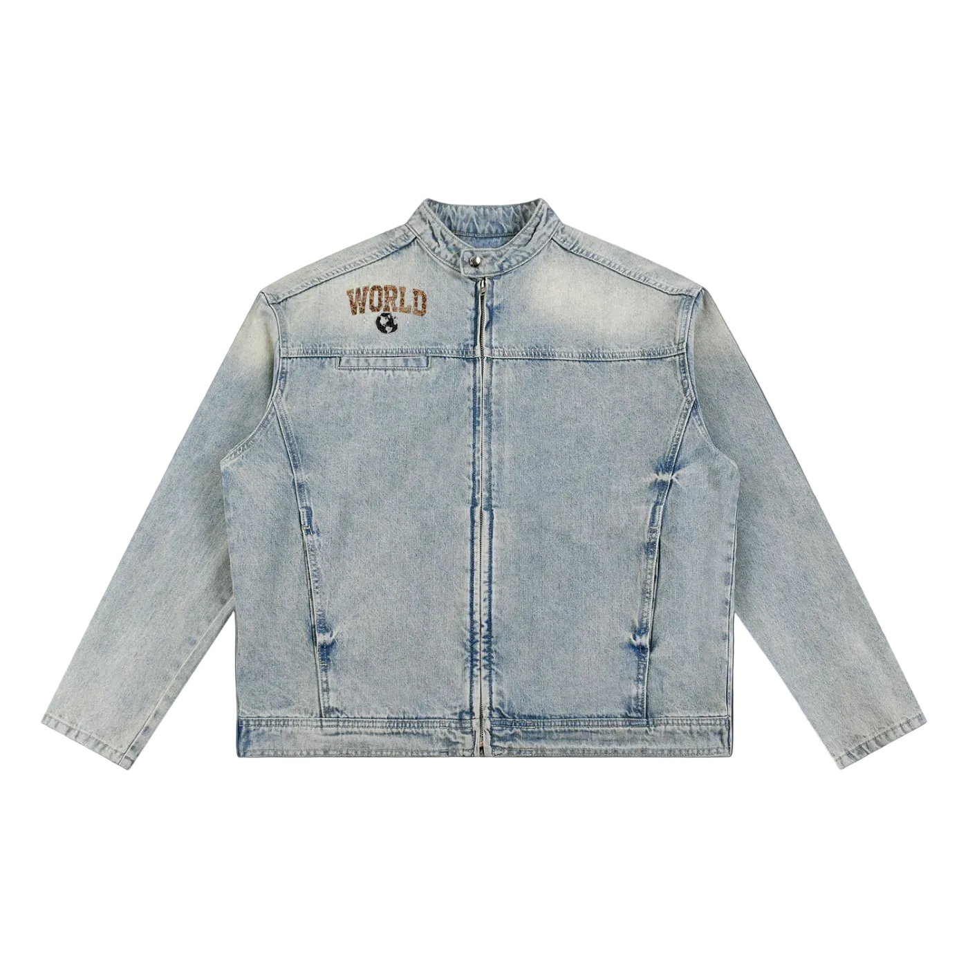 Vintage Wash Zip Denim Jacket