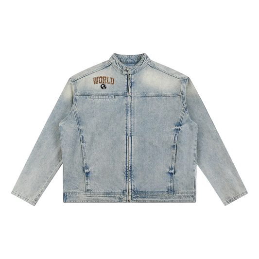 Vintage Wash Zip Denim Jacket