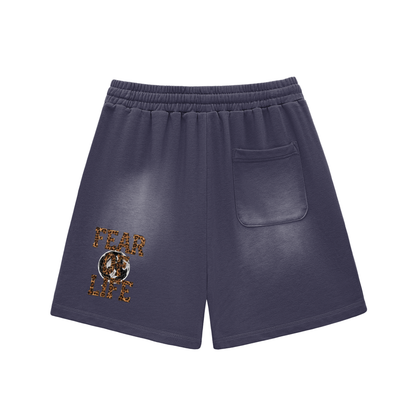 Sun Fade Raw Edge Cotton Shorts