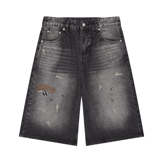 Men’s Vintage Wash Wide Leg Denim Shorts