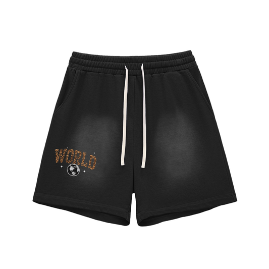 Sun Fade Raw Edge Cotton Shorts
