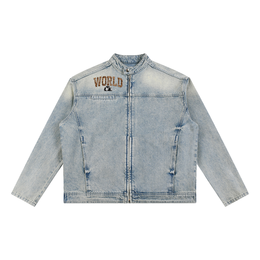 Vintage Wash Zip Denim Jacket