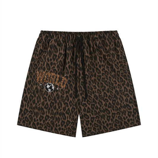 Unisex Heavyweight Leopard Drawstring swim Shorts