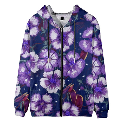 Trendy Floral Zip-Up Hoodies with Vibrant Flower Patterns Printed Unisex Spring Autumn Casual Streetwear and Outdoor Activities