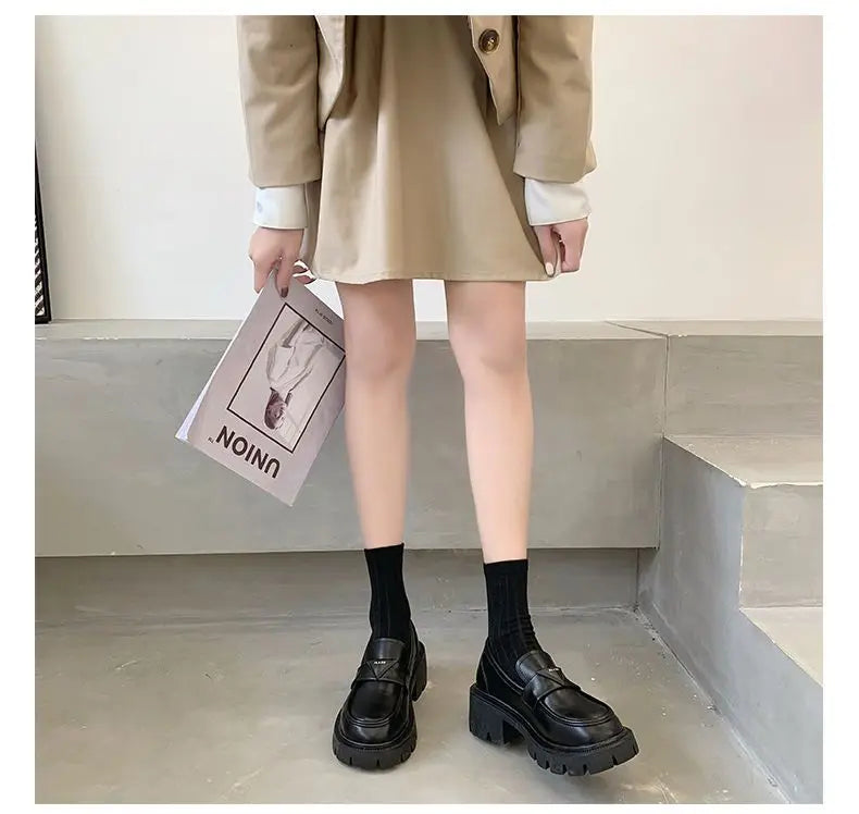 Women's Summer Footwear Loafers Shoes for Woman 2025 Office Round Toe Black Low Heel Elegant with Discount Genuine Mark Stylish