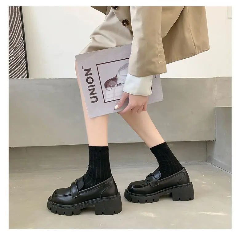 Women's Summer Footwear Loafers Shoes for Woman 2025 Office Round Toe Black Low Heel Elegant with Discount Genuine Mark Stylish