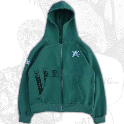 Three Swords Zip-Up Hoodies Embroidery Anime Hoodie Hip Hop Couples Harajuku Y2k Street Sweatshirt Men Clothing