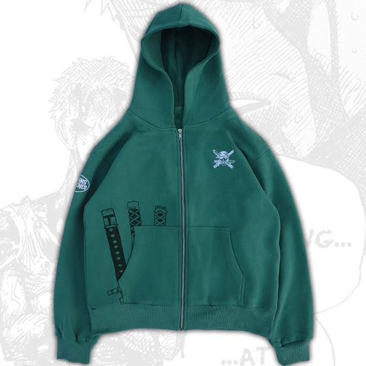 Three Swords Zip-Up Hoodies Embroidery Anime Hoodie Hip Hop Couples Harajuku Y2k Street Sweatshirt Men Clothing