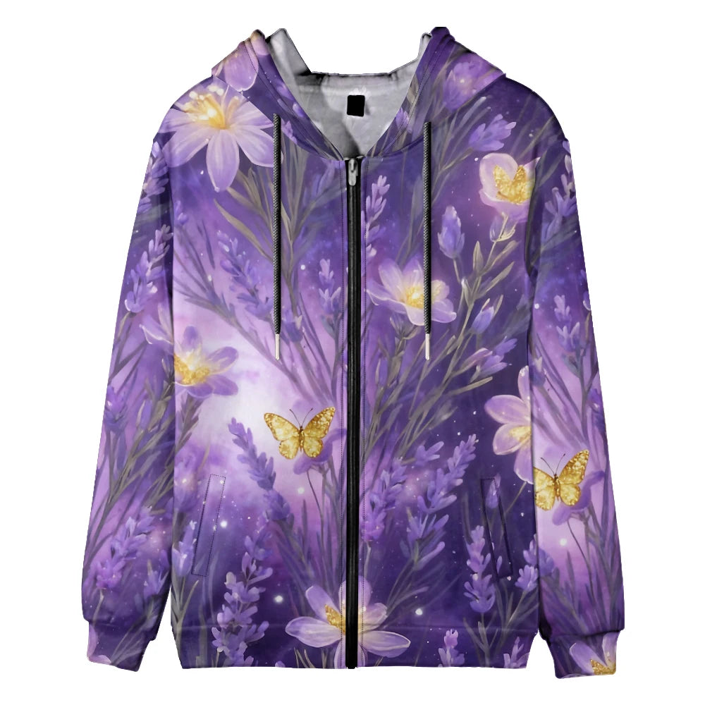 Trendy Floral Zip-Up Hoodies with Vibrant Flower Patterns Printed Unisex Spring Autumn Casual Streetwear and Outdoor Activities