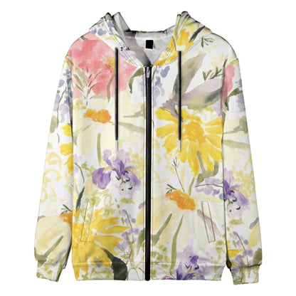 Trendy Floral Zip-Up Hoodies with Vibrant Flower Patterns Printed Unisex Spring Autumn Casual Streetwear and Outdoor Activities