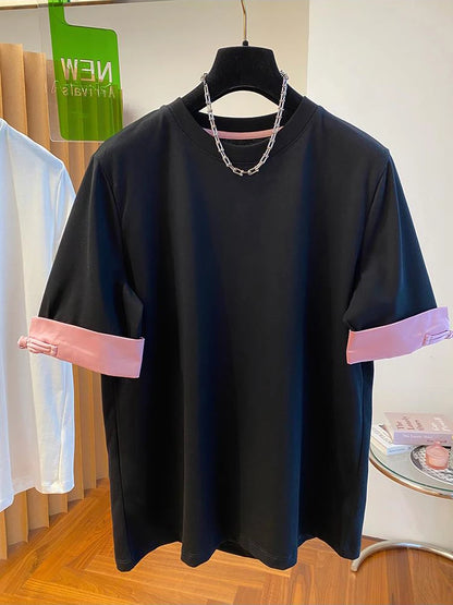 Women's Round Neck T-shirt 2024 New Summer Short-sleeved Tshirt Chic Simple Loose Tops Fashion Casual Versatile