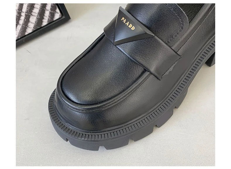 Women's Summer Footwear Loafers Shoes for Woman 2025 Office Round Toe Black Low Heel Elegant with Discount Genuine Mark Stylish