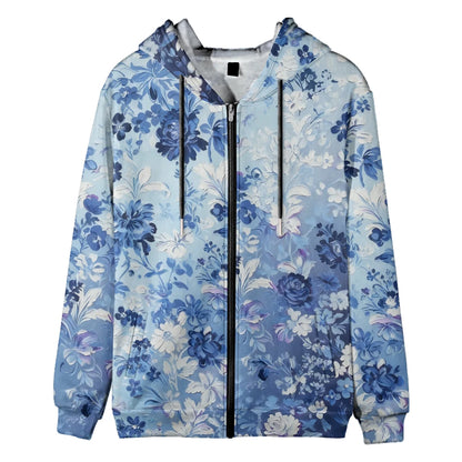 Trendy Floral Zip-Up Hoodies with Vibrant Flower Patterns Printed Unisex Spring Autumn Casual Streetwear and Outdoor Activities