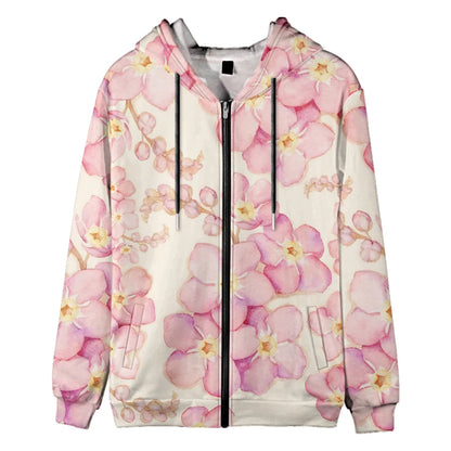 Trendy Floral Zip-Up Hoodies with Vibrant Flower Patterns Printed Unisex Spring Autumn Casual Streetwear and Outdoor Activities
