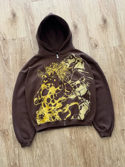 Echoes Act 3 Zip Up Hoodie Jojo Bizarre Adventure Hoodies Women Y2k Oversized Hip Hop Couples Harajuku Street Men Sweatshirt