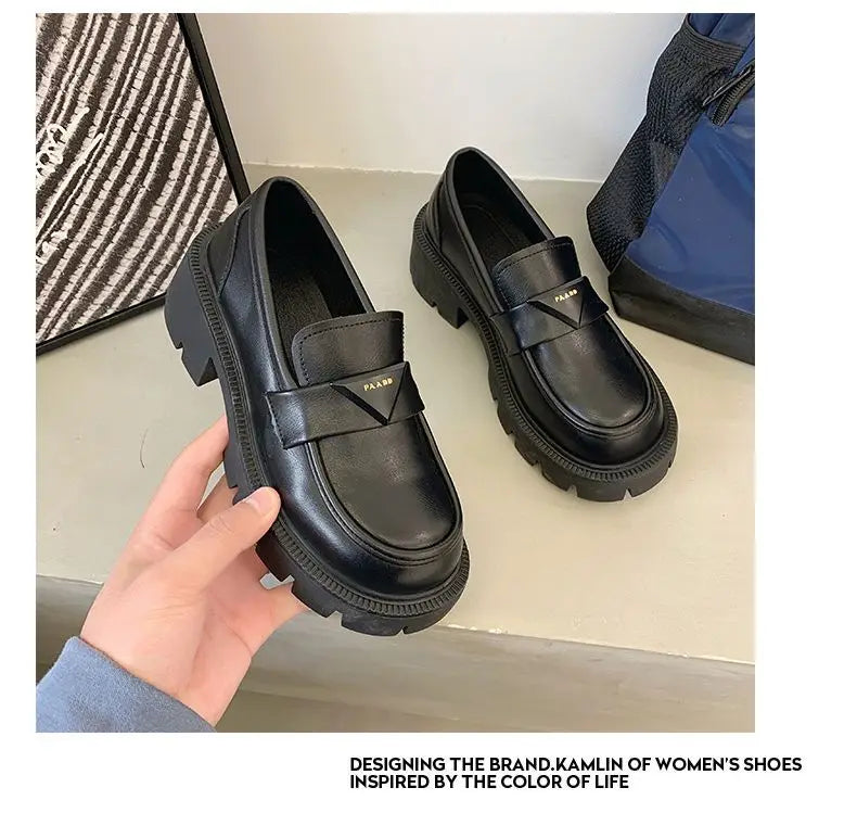 Women's Summer Footwear Loafers Shoes for Woman 2025 Office Round Toe Black Low Heel Elegant with Discount Genuine Mark Stylish
