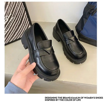 Women's Summer Footwear Loafers Shoes for Woman 2025 Office Round Toe Black Low Heel Elegant with Discount Genuine Mark Stylish
