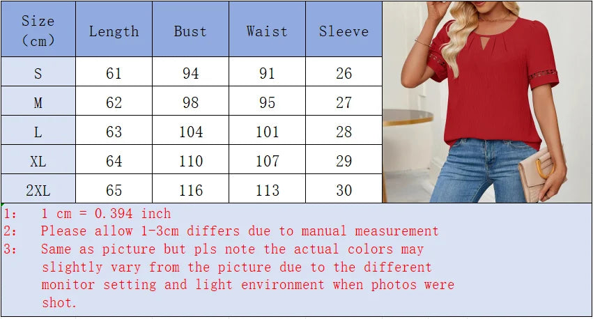 Hollow Round Neck  Short Sleeve Solid Color Lace Up Women's T-shirt Street Versatile Elegant Commuter Summer Top