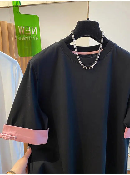 Women's Round Neck T-shirt 2024 New Summer Short-sleeved Tshirt Chic Simple Loose Tops Fashion Casual Versatile