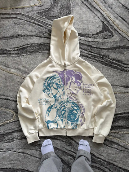 Three Swords Zip-Up Hoodies Embroidery Anime Hoodie Hip Hop Couples Harajuku Y2k Street Sweatshirt Men Clothing