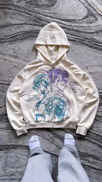 Three Swords Zip-Up Hoodies Embroidery Anime Hoodie Hip Hop Couples Harajuku Y2k Street Sweatshirt Men Clothing