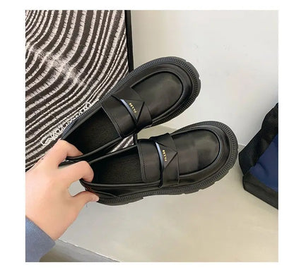 Women's Summer Footwear Loafers Shoes for Woman 2025 Office Round Toe Black Low Heel Elegant with Discount Genuine Mark Stylish