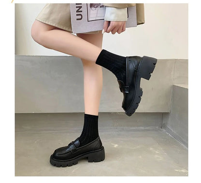 Women's Summer Footwear Loafers Shoes for Woman 2025 Office Round Toe Black Low Heel Elegant with Discount Genuine Mark Stylish