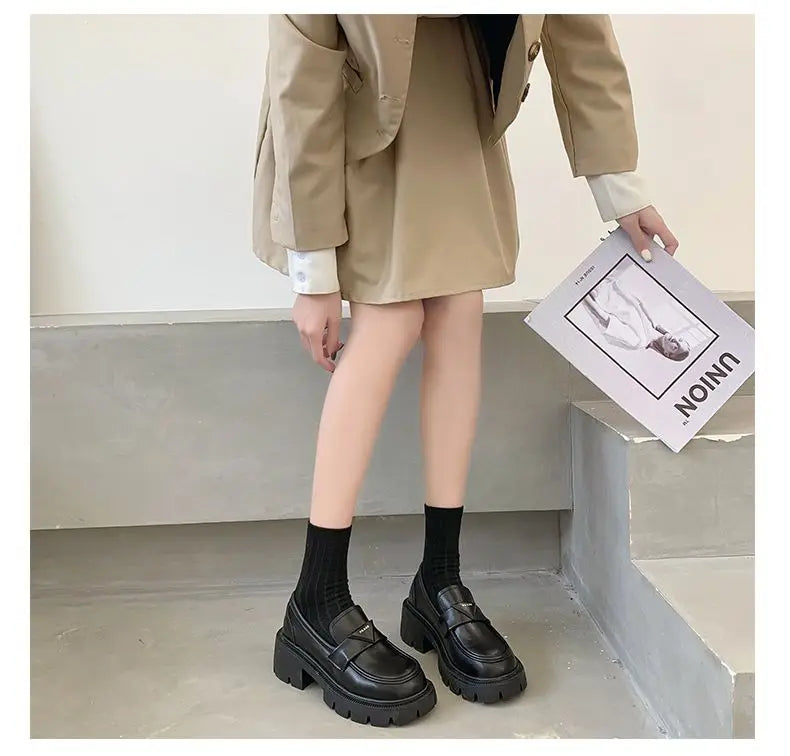 Women's Summer Footwear Loafers Shoes for Woman 2025 Office Round Toe Black Low Heel Elegant with Discount Genuine Mark Stylish