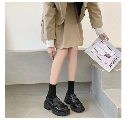 Women's Summer Footwear Loafers Shoes for Woman 2025 Office Round Toe Black Low Heel Elegant with Discount Genuine Mark Stylish