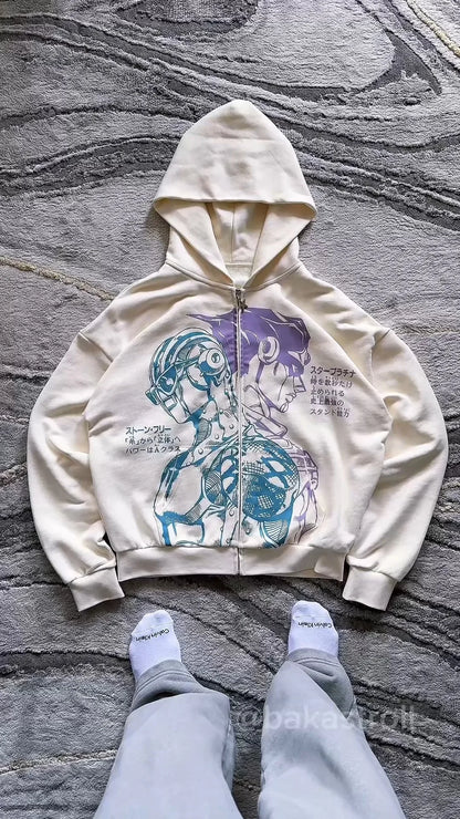 Three Swords Zip-Up Hoodies Embroidery Anime Hoodie Hip Hop Couples Harajuku Y2k Street Sweatshirt Men Clothing