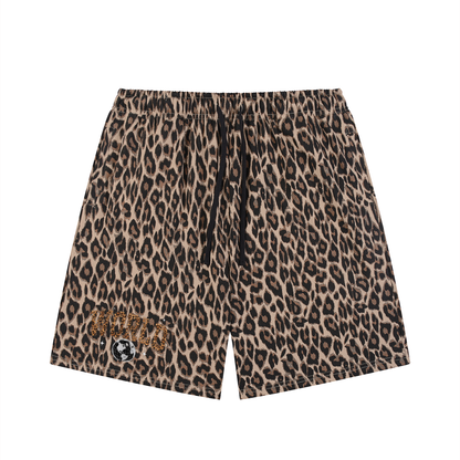 Unisex Heavyweight Leopard Drawstring swim Shorts