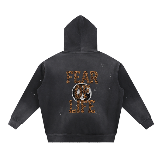 Vintage Washed Frayed Fleece Hoodie